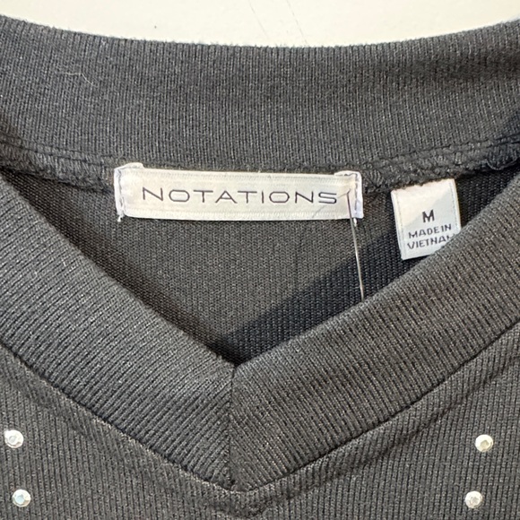 Notations Women’s Black V-Neck Studded Pullover Sweater Top Size M - Picture 3 of 9
